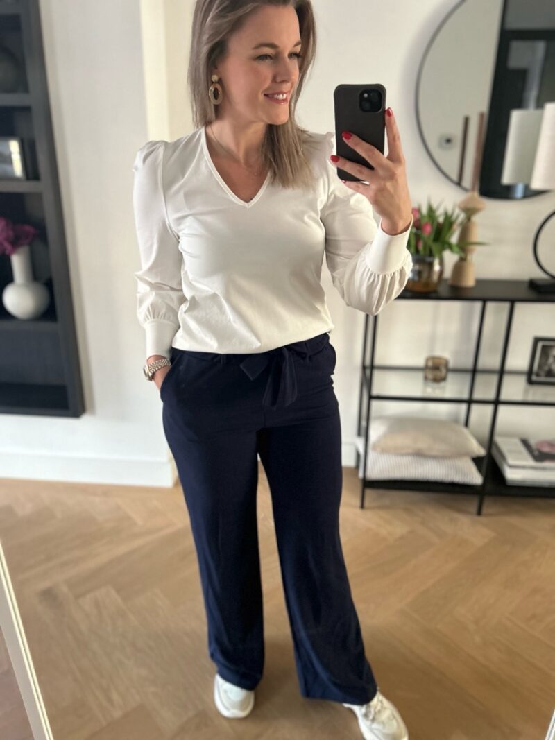Pantalon wijde pijp navy